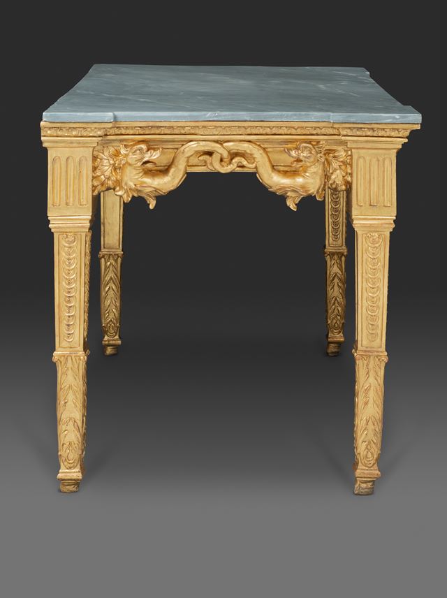 A north Italian  neoclassical giltwood console with grey marble top, Genoa, last quarter XVIII c. | MasterArt